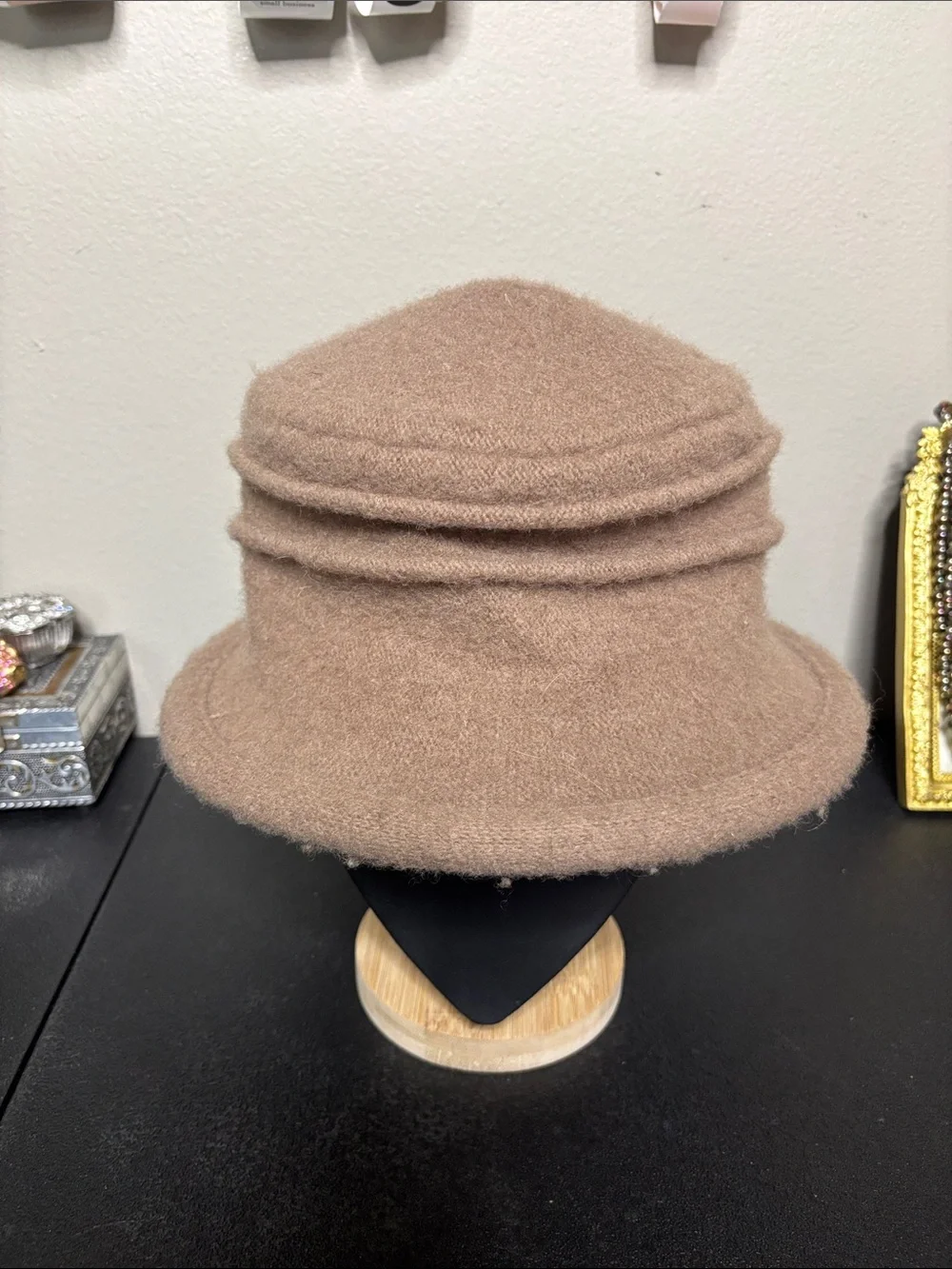 Vintage Kakyko Cozy 100% Wool Bucket Hat in Camel